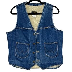 Wrangler Vintage 70s Sherpa Lined Denim Vest Size L